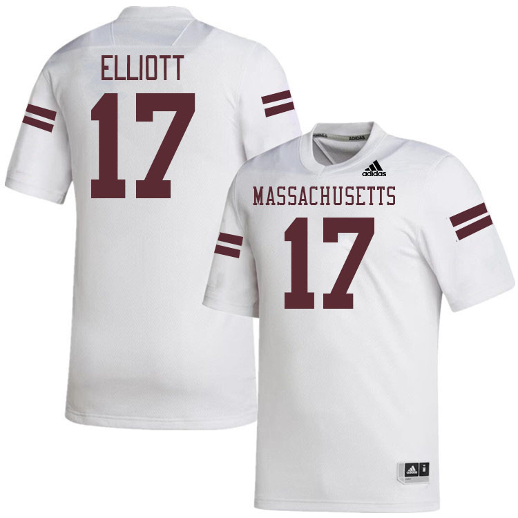 Massachusetts Minutemen #17 Dallas Elliott College Football Jerseys Stitched-White